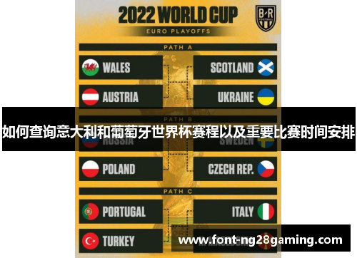 如何查询意大利和葡萄牙世界杯赛程以及重要比赛时间安排