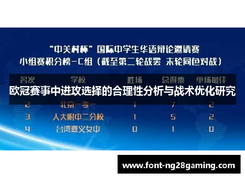 欧冠赛事中进攻选择的合理性分析与战术优化研究 欧冠赛事中进攻选择的合理性分析与战术优化研究